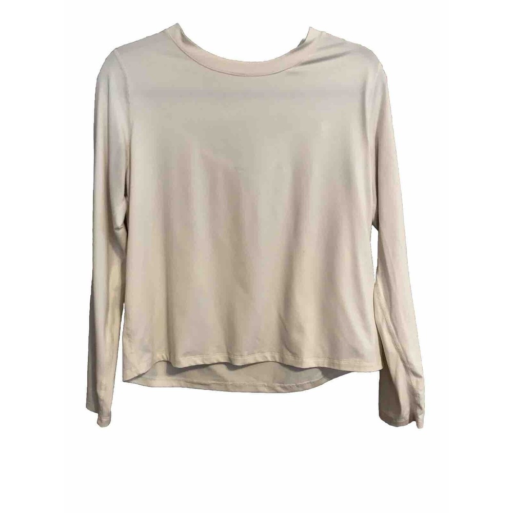 Champion Authentic Athleticwear Womens Medium‎ White Long Sleeve Keyhole FLAWED